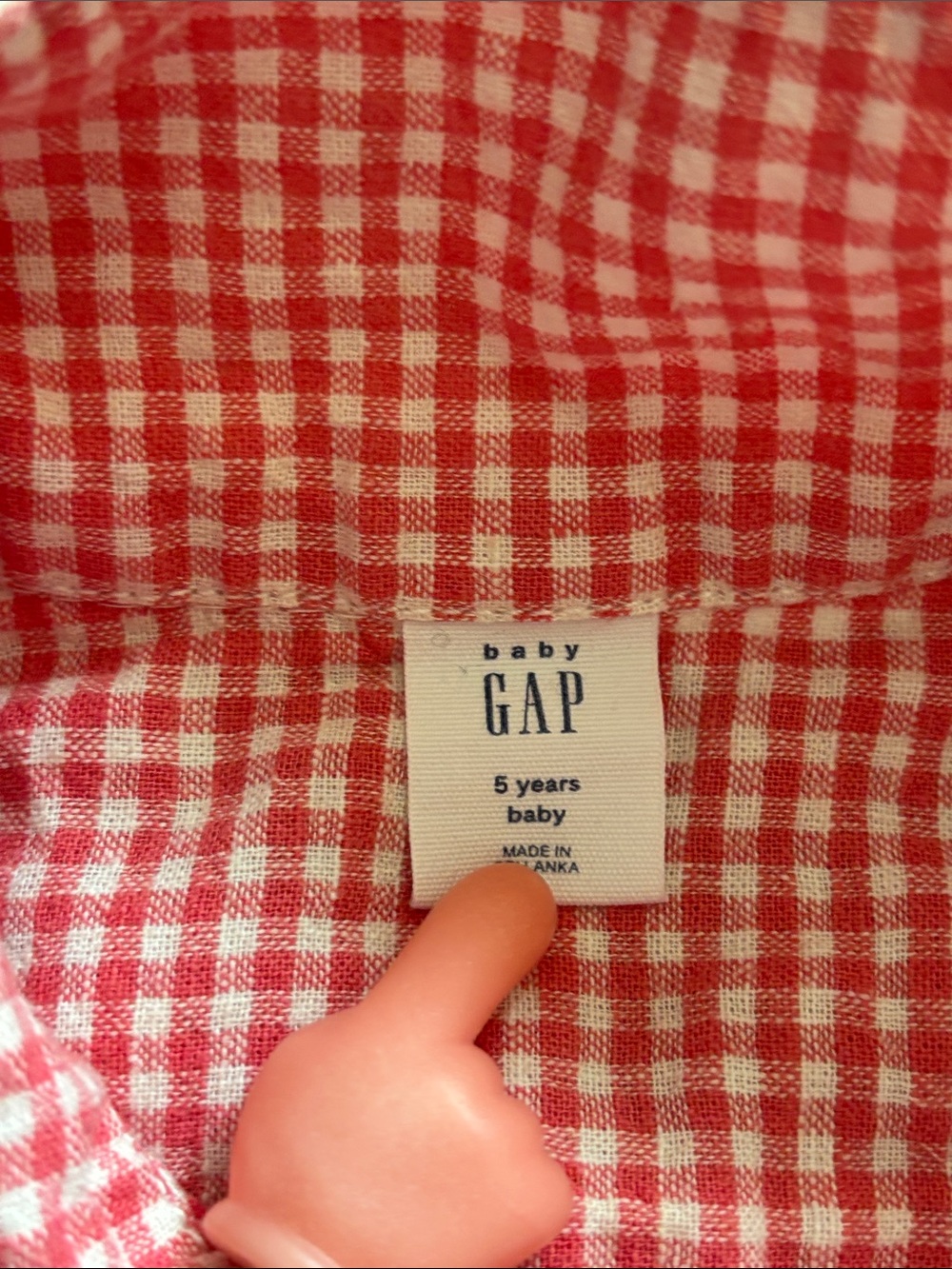 Baby Gap Cotton Linen Salmon & White Gingham Short Sleeve Button Down Shirt - Picture 6 of 7